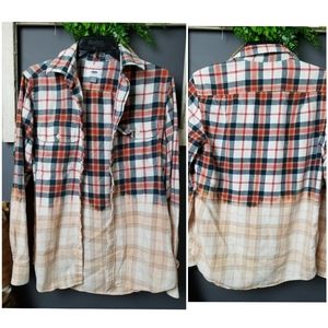 Hand-bleached mens fit flannel